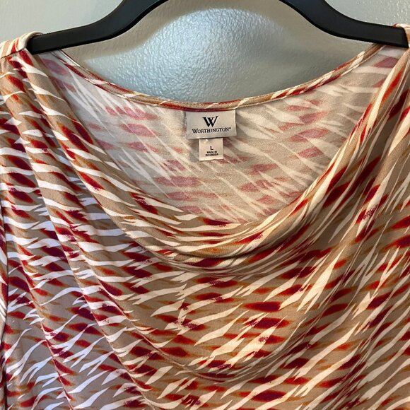 Worthington Stretch Knit Draped Neck Sleeveless Blouse Size Large - Picture 4 of 6